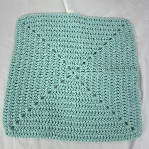 Handmade‎ Crocheted Square Cloth Aqua Cottagecore Farmhouse Decor 13.5"